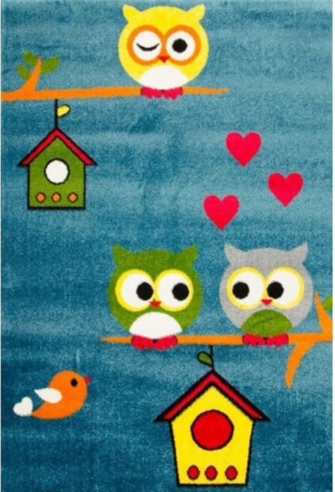 Covor Copii Kolibri Bufnite 120x170 cm Albastru Pentru Camera [2]