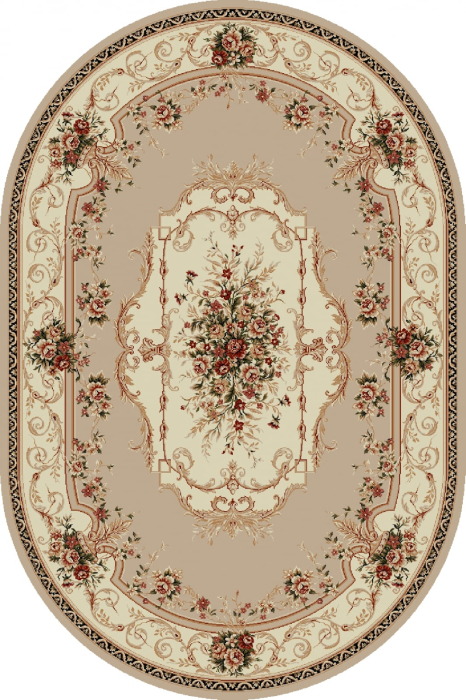 Covor Lotos 507 Crem 150x230 cm Oval cu Trandafiri [2]