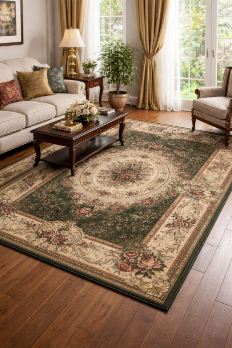 Covor Lotos 1529 Verde 80x150 cm Medalion Floral pentru Living [2]