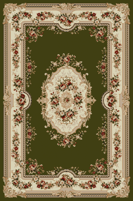 Covor Lotos 575 Verde 80x200 cm cu medalion crem [2]