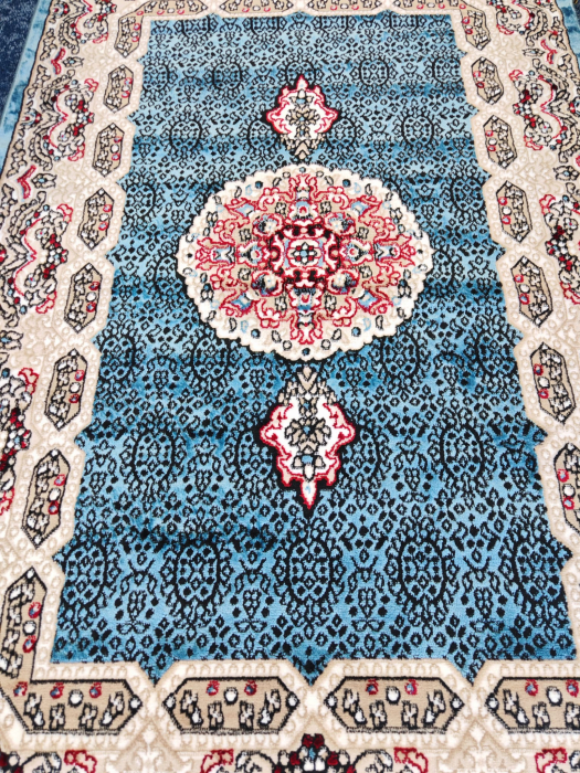 Covor Model Queen 12165, Marime 120 x 200 cm, Albastru, Inaltime Fir 4 mm, Polipropilena, Living, Dormitor, Sufragerie, Hol [3]