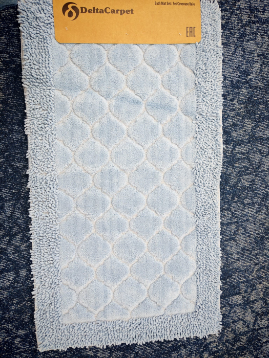 Set 2 Covorase Baie Model Rombs Albastru, Marime 60x100 cm si 50x60 cm, 100% Bumbac, Baie [2]