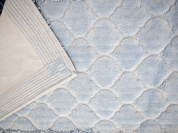 Set 2 Covorase Baie Model Rombs Albastru, Marime 60x100 cm si 50x60 cm, 100% Bumbac, Baie [4]