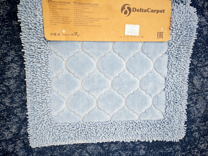 Set 2 Covorase Baie Model Rombs Albastru, Marime 60x100 cm si 50x60 cm, 100% Bumbac, Baie [5]