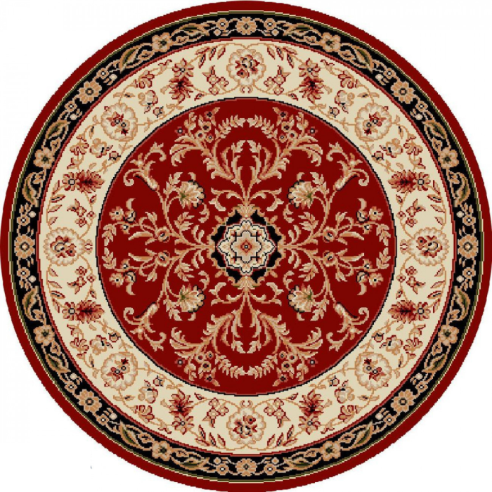 Covor Rotund Lotos 523/210 Rosu 100x100 cm cu medalion pentru living [2]