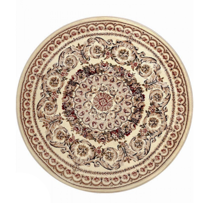 Covor Rotund Lotos 539/100 Crem Rozeta Dantelata 100x100 cm [2]