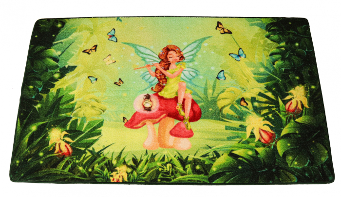 Covor Copii Fairy Song Antiderapant Verde Roz 100x150 cm pentru Camera [5]