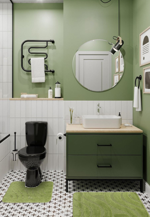 Set 2 covorase baie Symphony 2510 Verde, verde, 50 x 80 / 40 x 50 cm, antialergic [2]
