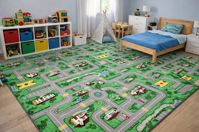 traversa Print Roads, verde, 100 x 200 cm, antialergic [5]