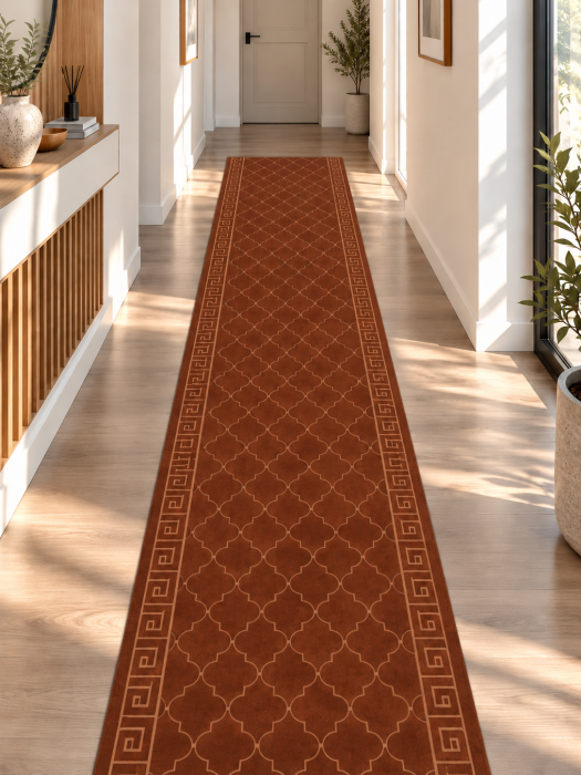 Traversa Model Versace, Latime 80 cm, Maro, Poliester 100%, Inaltime 3 mm, Living, Dormitor, Hol, Coridor [1]