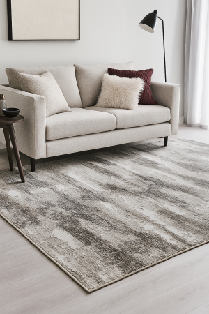 Covoare Certificat OEKO TEX - Covor Elma EL002 Gri/Bej 80x150 cm pentru sufragerie
