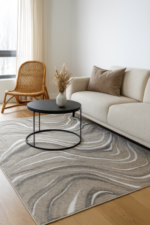Covoare Certificat OEKO TEX - Covor Elma EL013 Gri/Bej 80x150 cm pentru living