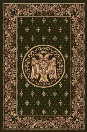 DUPA CULOARE - Covor Bisericesc 15032 Verde 150x230 cm cu Vultur Bicefal pentru Altar