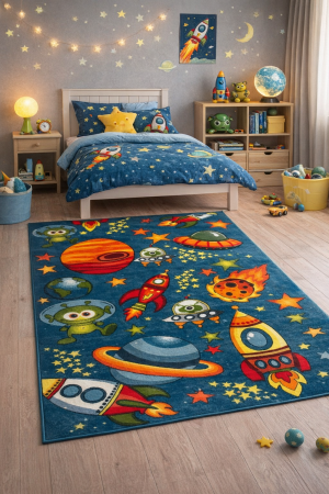 COVOARE - Covor Kolibri 11200 Cosmos Albastru 80x150 cm pentru camera copii