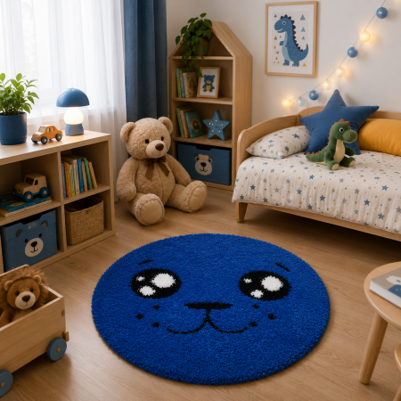 Covoare Copii - covor Fantasy Smile 12090/3313, albastru inchis, 67x67 cm, antialergic