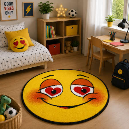Covoare sub 150 lei - covoras Kolibri Love Smille, galben, 67x67 cm, antialergic