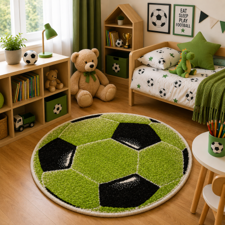 Covoare Copii - covoras Kolibri Minge Fotbal, verde, 67x67 cm, antialergic