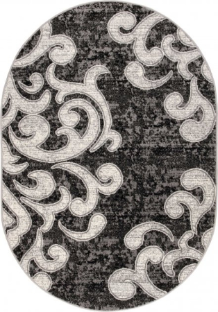 Covoare Antialergice - Covor Cappuccino Ramuri Oval Gri Crem 160x230 cm pentru Living