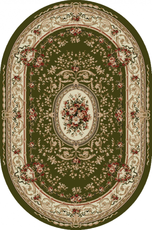Covoare Antialergice - Covor Lotos 568 Verde 200x300 cm medalion floral ovat pentru living