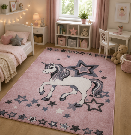 Covoare Copii - Covor camera copii Dream Unicorn 18052/120, roz, 120x170 cm, antialergic
