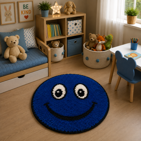 Covoare Copii - covor Fantasy Smile 12003A/3313, albastru inchis, 67x67 cm, antialergic
