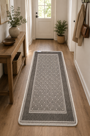 Covoare Bucatarie - Covor Model Flex 1944/80, Marime 67 x 120 cm, Gri, Antiderapant, Bucatarie, Hol, Coridor