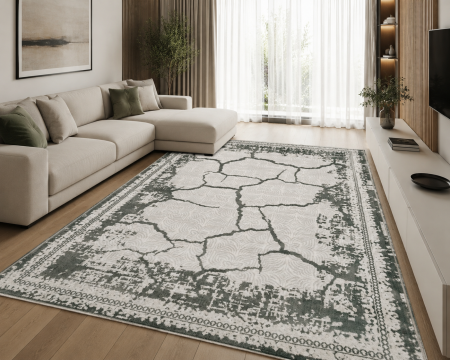 Covoare Dormitor - Covor Model Frida 08912, Marime 200 x 300 cm, Gri, Inaltime Fir 4 mm, Polipropilena, Living, Dormitor, Sufragerie, Hol