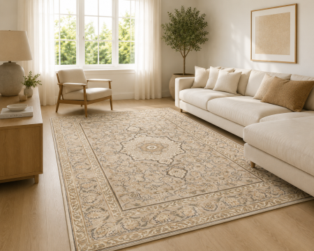 OFERTE PRET - covor Lotos 15090/110, crem, 50x80 cm, antialergic
