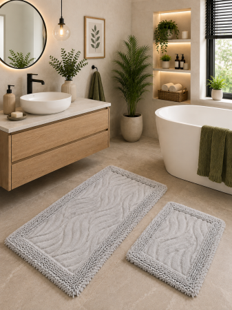 Geometrice - covor Set Baie Rombs 14, gri, 60 x 100 cm