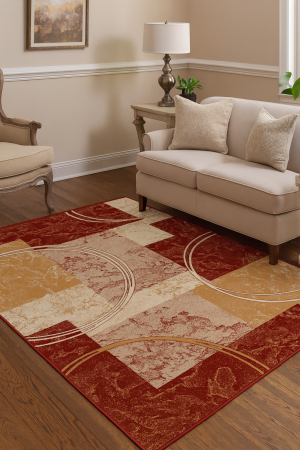 COVOARE - Covor Lotos 15001 Rosu 80x150 cm Modern Contemporary