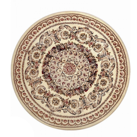 OFERTE PRET - Covor Rotund Lotos 539/100 Crem Rozeta Dantelata 100x100 cm