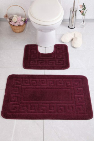 Covorase Baie - Set 2 covorase baie Ethnic 2576, visiniu, 60 x 100 / 50 x 60 cm, antialergic