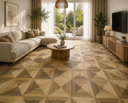 Linoleum 200 cm - linoleum Parchet Kempston 661, bej/maro, 200 x 200 cm