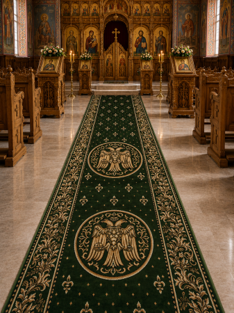 Traverse Bisericesti - Traversa bisericeasca Lotos 15032/310 Vultur Bicefal, verde, 80 x 200 cm, antialergic