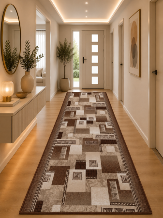 DUPA MATERIAL - traversa Print Germes 1733, maro, 60 x 200 cm, antialergic