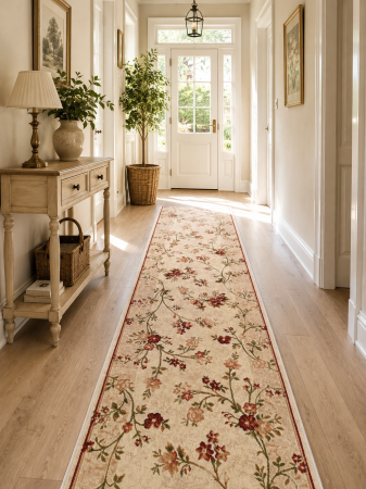 Traverse 120 cm - traversa Lotos Floral 551/100, crem, 120 x 300 cm, antialergic