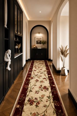Traverse 120 cm - traversa Lotos, crem/grena, 120 x 300 cm, antialergic