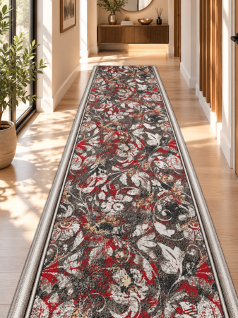 TRAVERSE SI MOCHETE - Traversa Model Zara 01578, Latime 150 cm, Gri, Poliamida 100%, Fir 3 mm, Living, Dormitor, Hol, Coridor, Suport Pasla