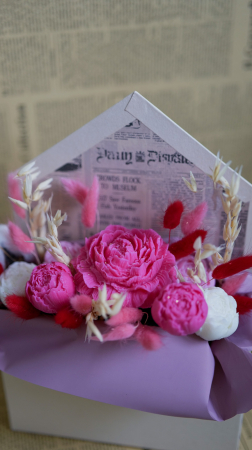 Aranjamente din ceară de soia - Aranjament floral parfumat din ceara naturala de soia si flori uscate