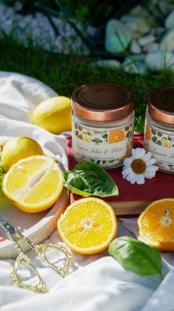 Lumânări în borcane - Busuioc Solar și Citrice