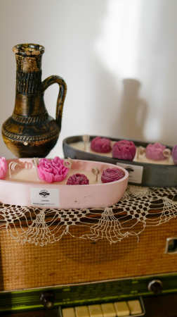 Lumânări în recipiente - Lumânare "Bărcuța cu flori"