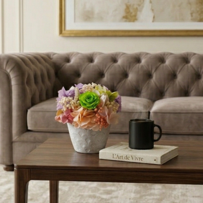Aranjament floral cu flori criogenate, gypso si hortensie - Bucurie Verde - Atelierul Creative Harmony [2]