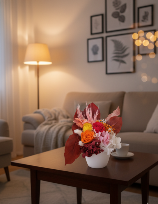 APUS INCENDIAR - ARANJAMENT IN VAS CERAMIC ALB CU TRANDAFIRI CRIOGENATI IN VAS CERAMIC ALB [2]