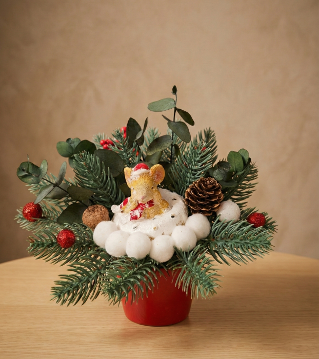 Aranjament Craciun in Vas Rosu cu Soricel si Bulgari de Zapada [1]