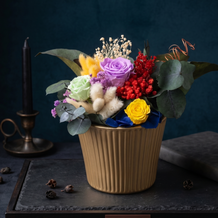 Aranjament cu Flori Criogenate si Plante Naturale Stabilizate - Aura Multicolora | Atelierul Creative Harmony [2]