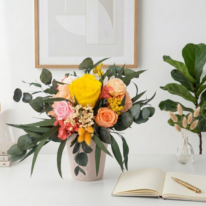 Aranjament cu Flori Criogenate si Plante Naturale Stabilizate - Five Roses | Atelierul Creative Harmony [2]