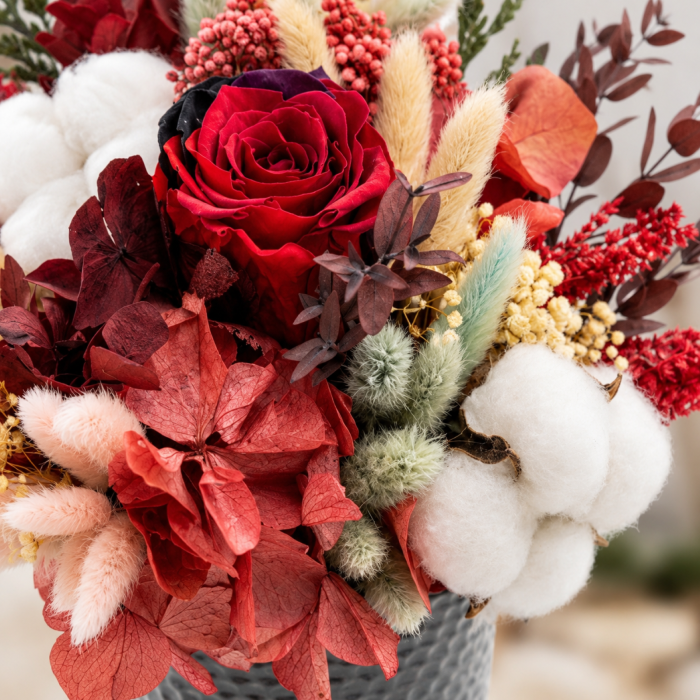 Aranjament cu Trandafir Criogenat și Plante Naturale Stabilizate – Ruby Elegance - Atelierul Creative Harmony [3]