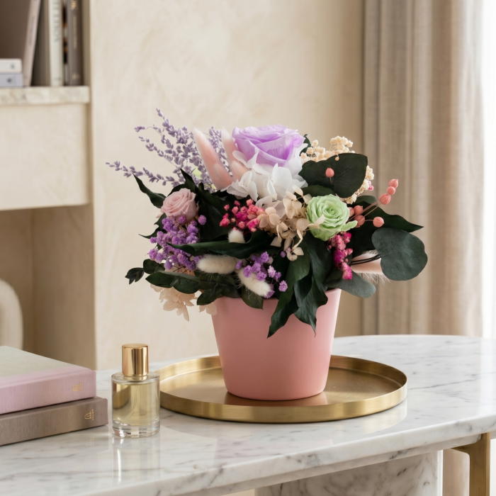 Aranjament Floral cu Flori Criogenate si Plante Stabilizate - Lila Pur| Atelierul Creative Harmony [2]