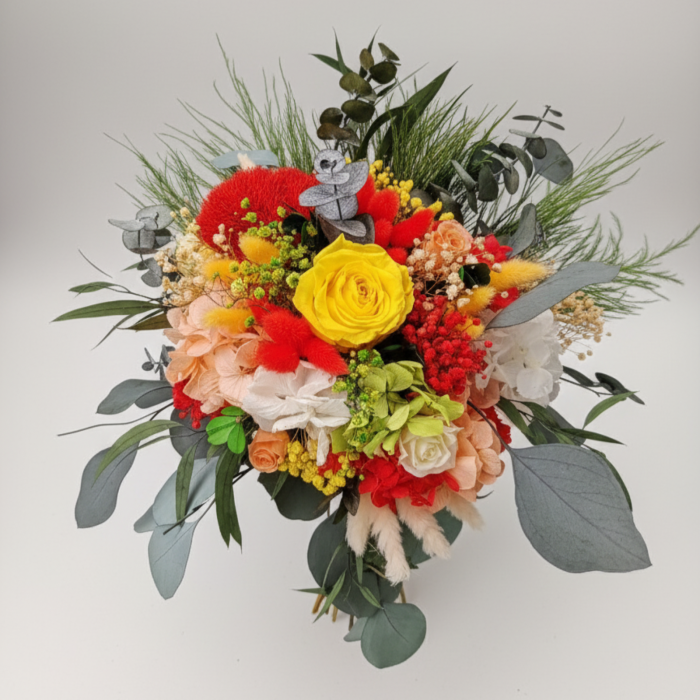 Aranjament Floral Phoenix cu Trandafiri Criogenati Galbeni si Rosii [2]