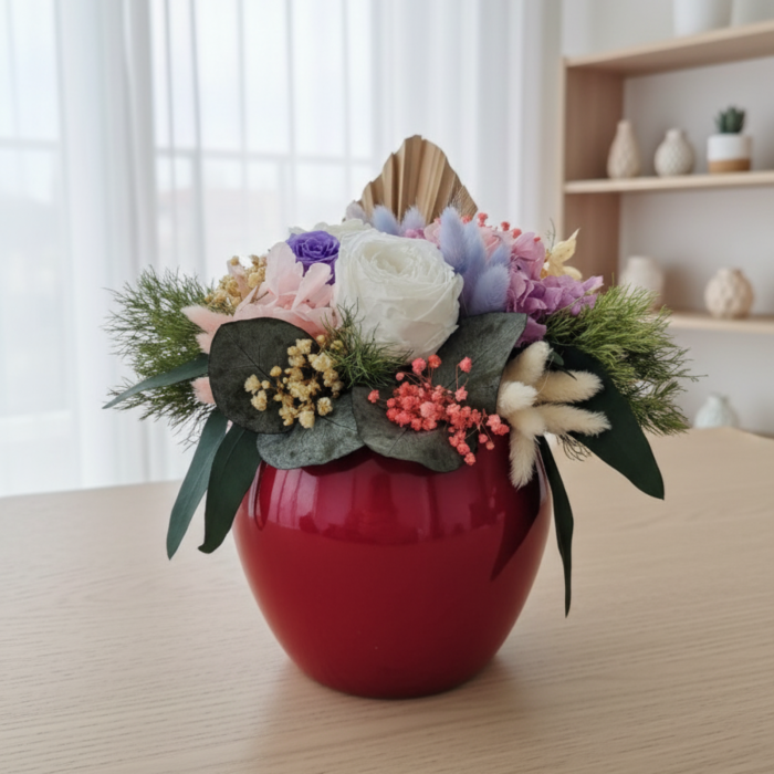 Aranjament Premium cu Trandafiri Criogenați și Plante Stabilizate – Aura Pastel [3]